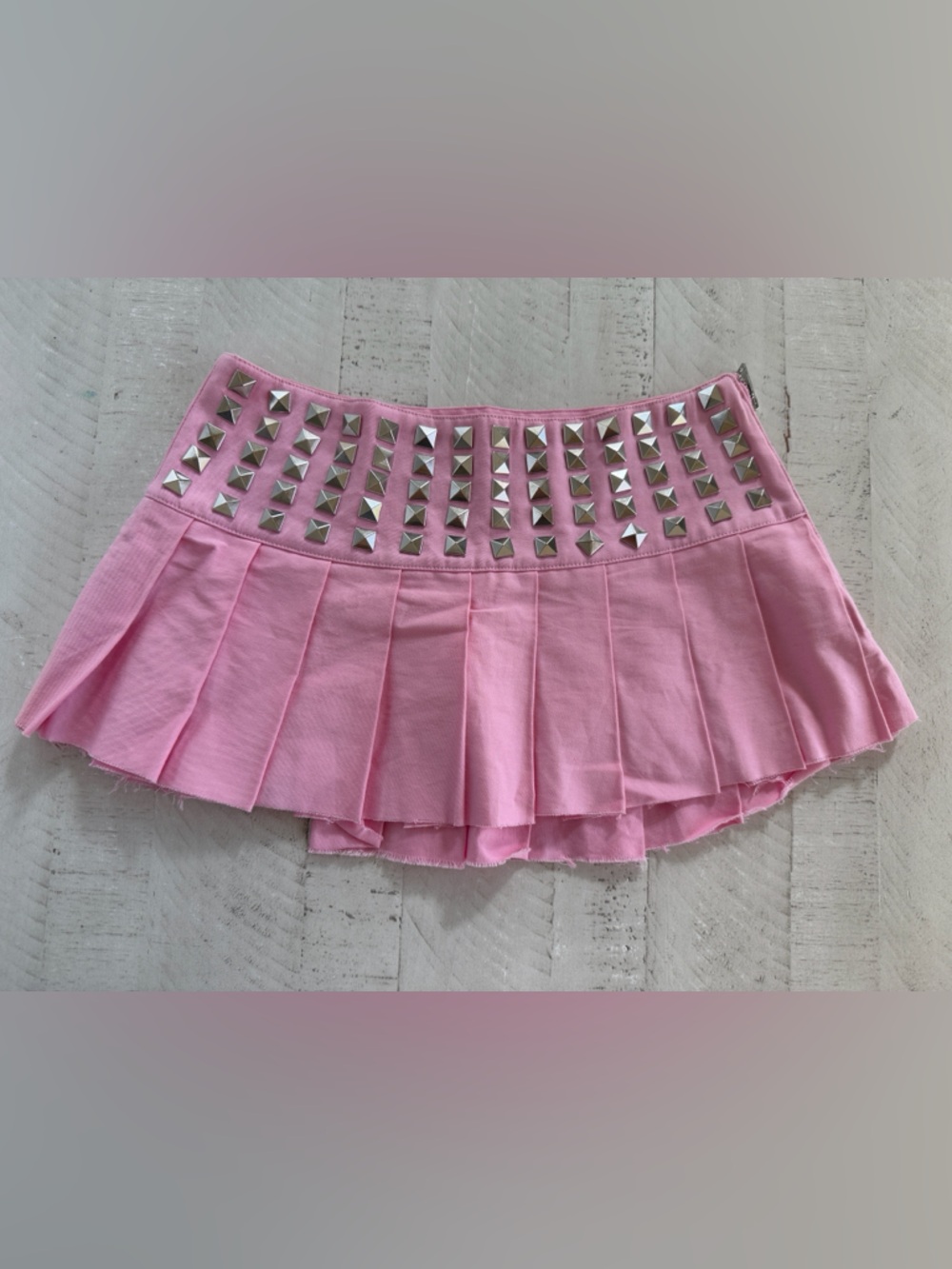 Dolls Kill Current Mood BLUSH PINK BAD BEHAVIOR STUDDED MICRO SKIRT size XS